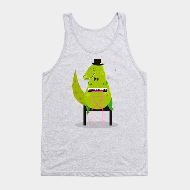 Pianist dinosaur Tank Top by Mjdaluz